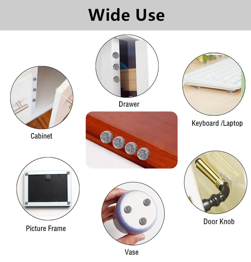 FURNIMATE مخمدات أبواب الخزائن من الفelt - وسادات صغيرة للخزائن، 3/8" قطر 100 قطعة، 5 مم سمك ذاتية اللصق رمادي - Image 4
